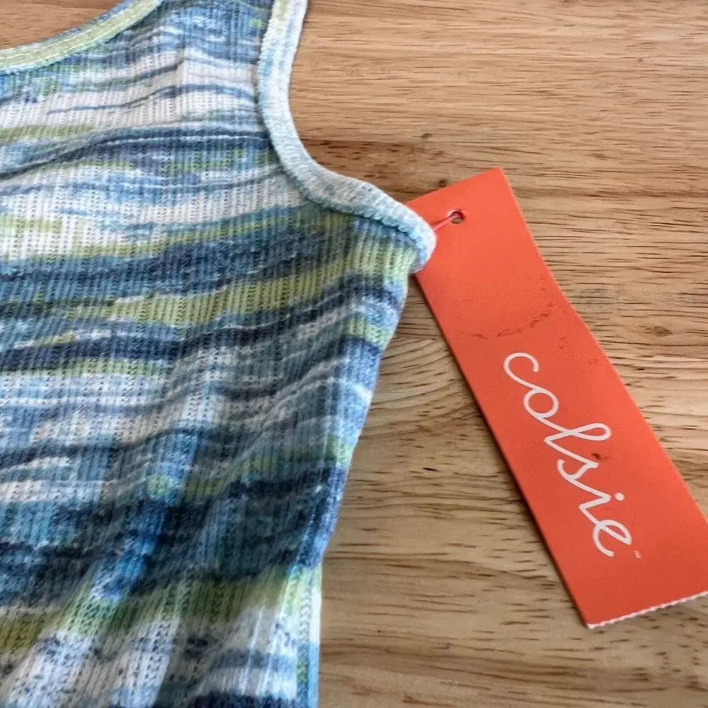Colsie Women's Blue Space Dye Tank and Shorts Pajama Set - Size XS - NWT